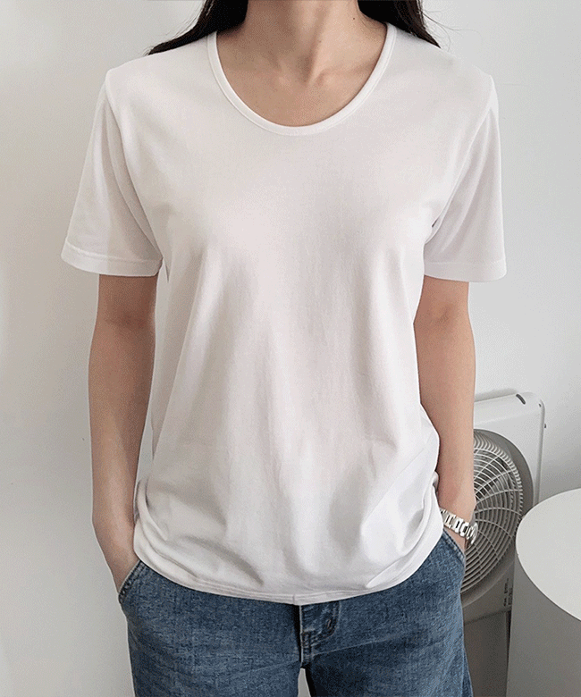 모달 브이넥 루즈핏 반팔 티셔츠 4col